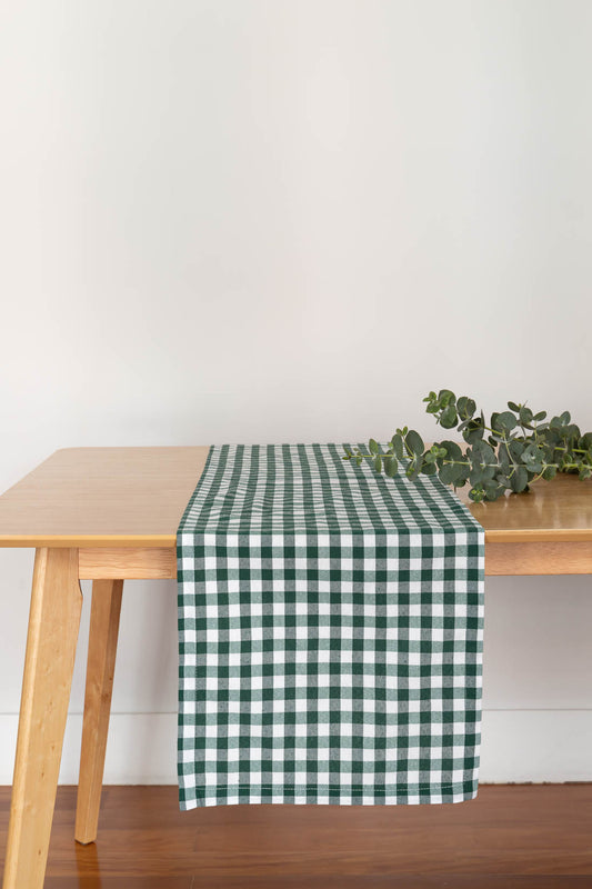 Dark Green Vichy Table Runner - 1 unit.