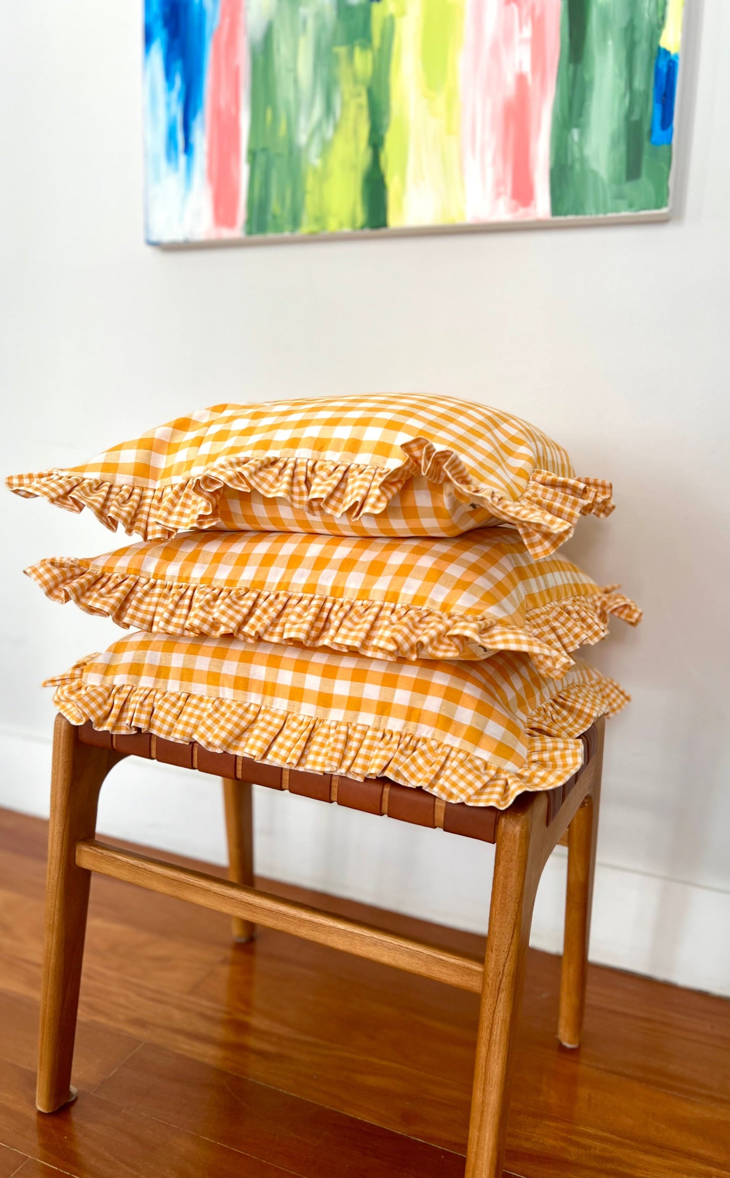 Yellow Vichy Cushion Cover