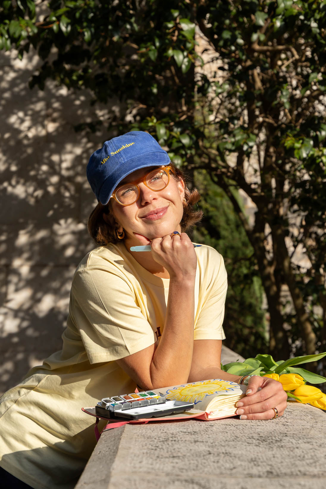 Miss Sunshine Cap – Quartz Blue & Yellow Embroidery
