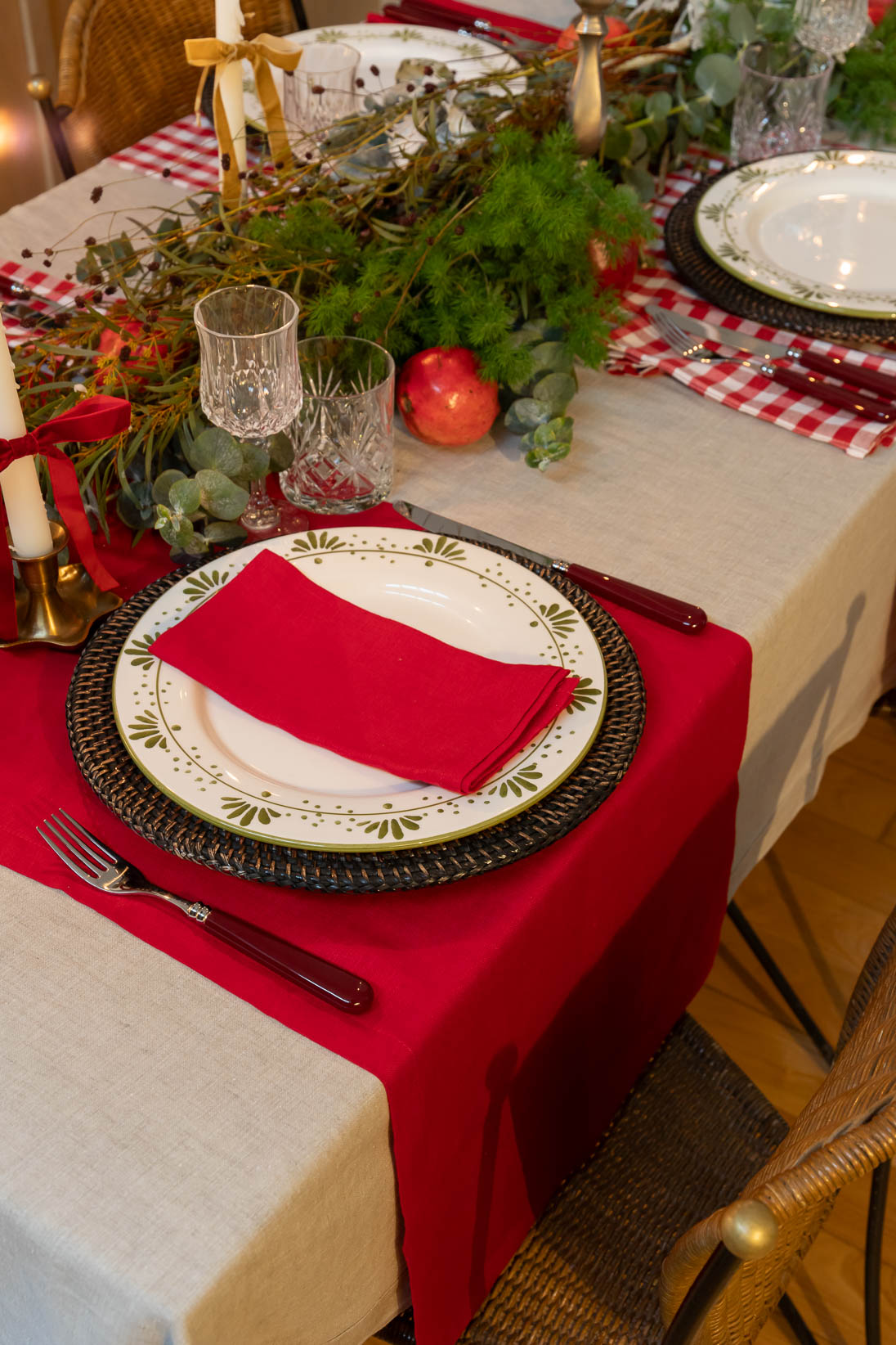 Red Linen Table Runner  - Set of 2