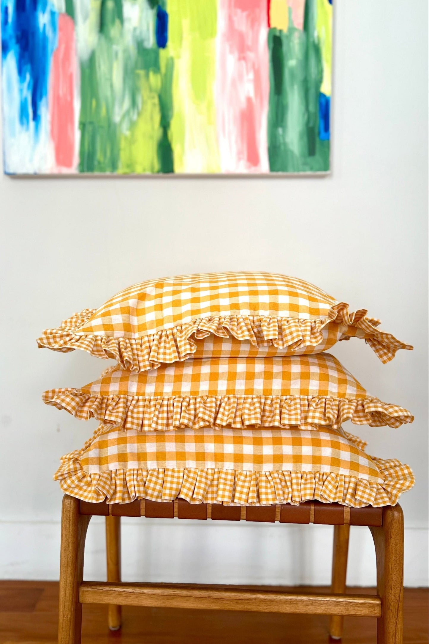 Yellow Vichy Cushion Cover