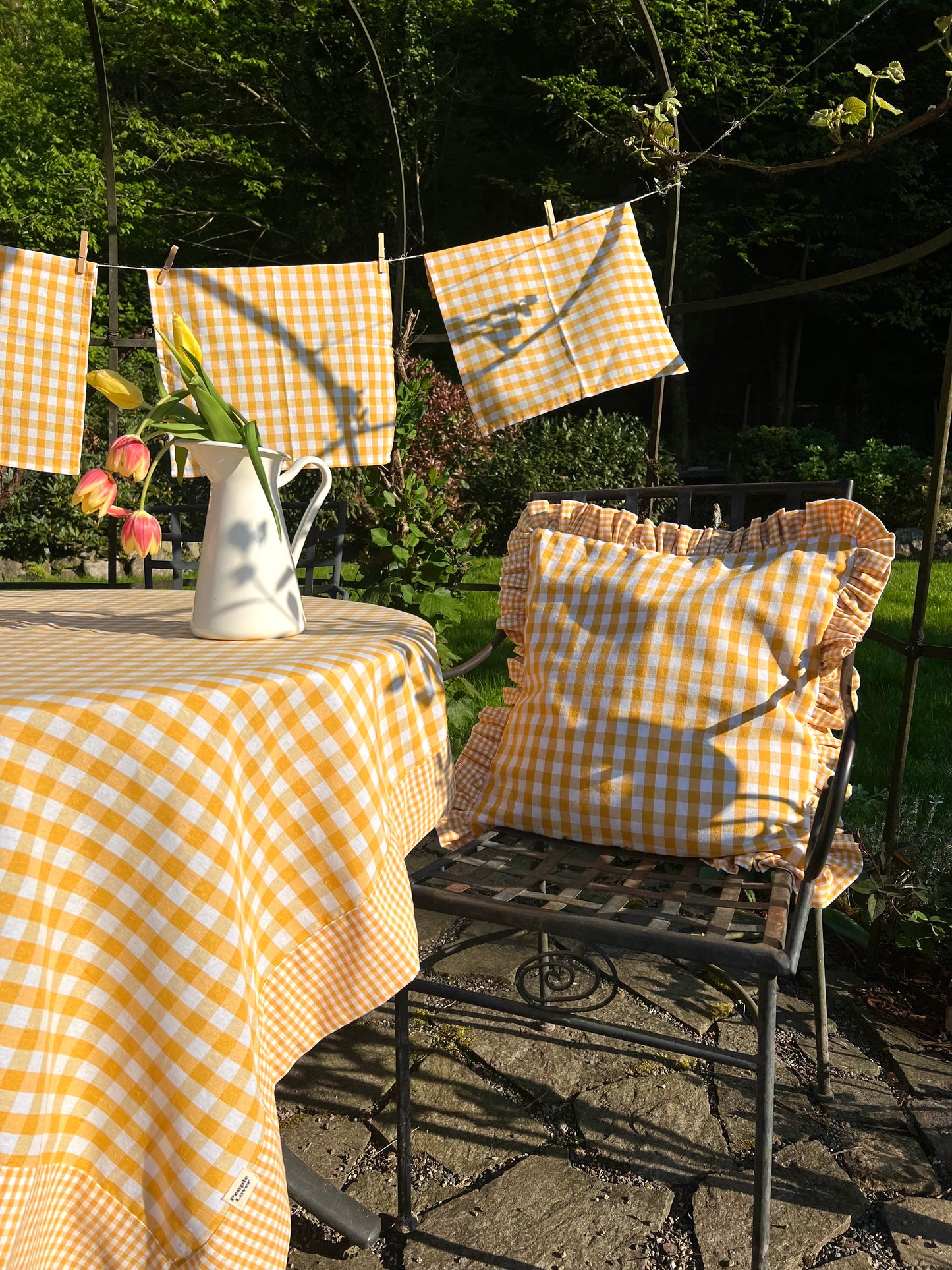 Yellow Vichy Cushion Cover